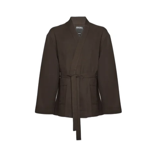 Zegna Long Sleeve Belted Jacket
