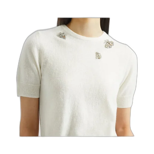 Embellished Short Sleeve Knit Top
