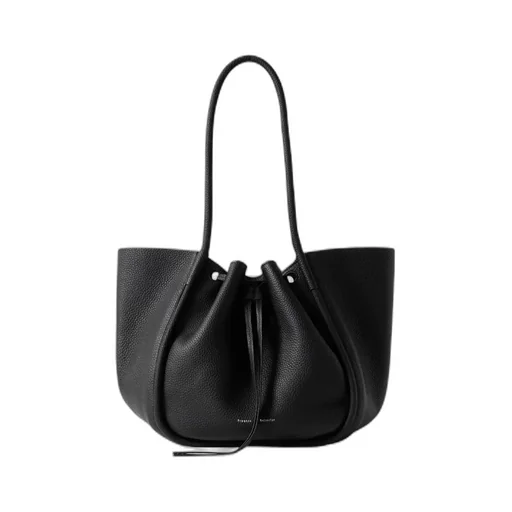 Large Ruched Textured-Leather Tote