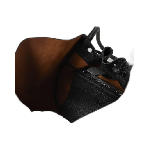 Large Ruched Textured-Leather Tote