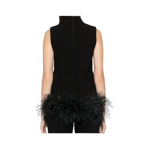 Max Mara Studio Msevello Mock Neck Feather-Trim Top