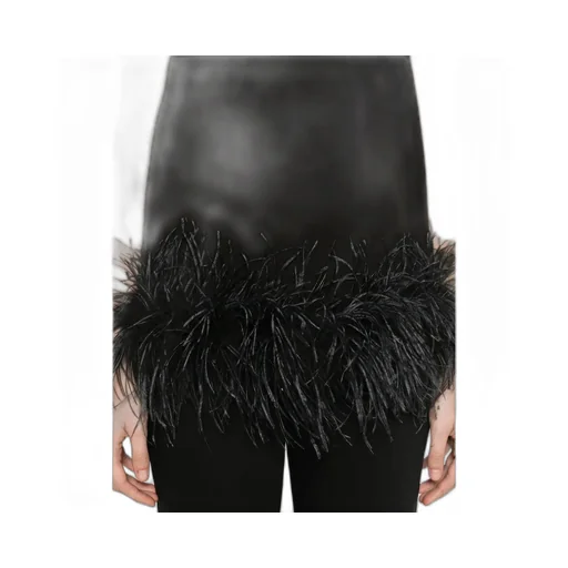 Max Mara Studio Msevello Mock Neck Feather-Trim Top