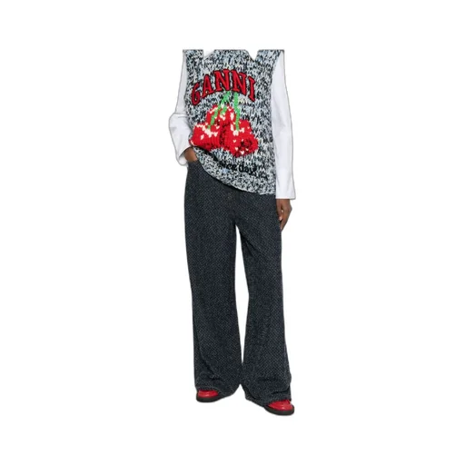 Ganni Logo Patch Wide Leg Jeans