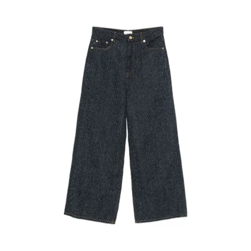 Ganni Logo Patch Wide Leg Jeans
