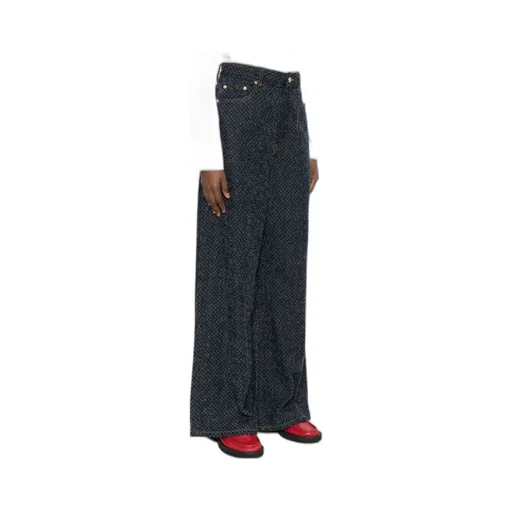 Ganni Logo Patch Wide Leg Jeans