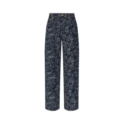 Floral-Pattern Jeans