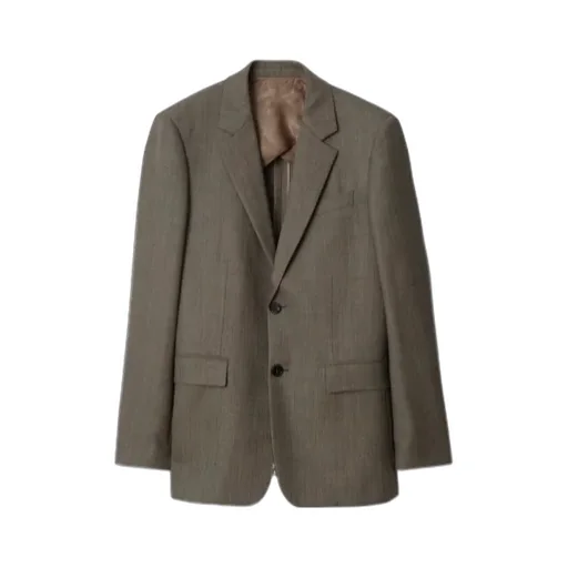 Sharkskin Wool Tailored Jacket