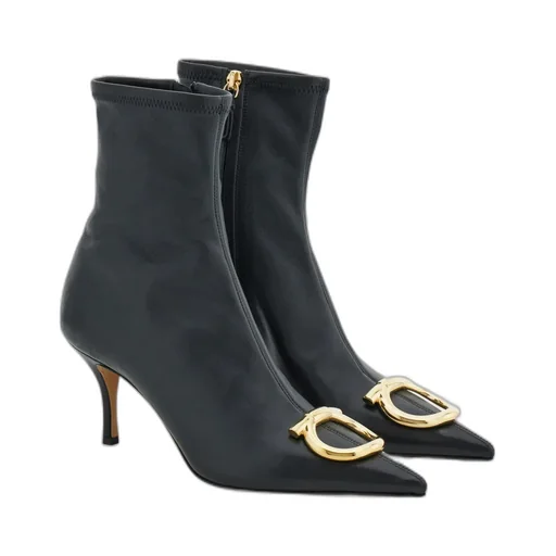 Pointed Ankle Boot With Maxi Gancini Buckle