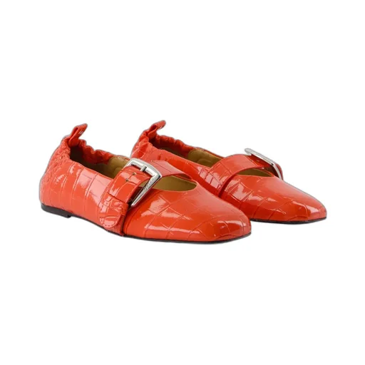 Ganni Embossed Slip On Ballerinas