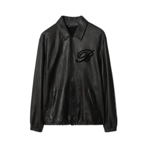 Long-Sleeved Leather Jacket