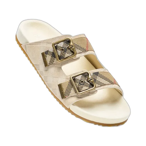 Burberry Double Buckle Checked Sandals