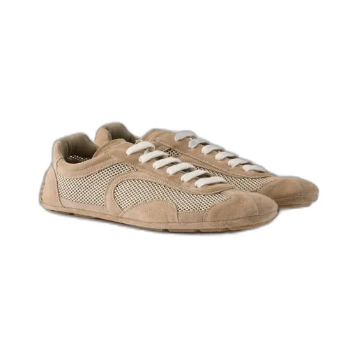 Prada Mesh-Panelled Lace-Up Sneakers