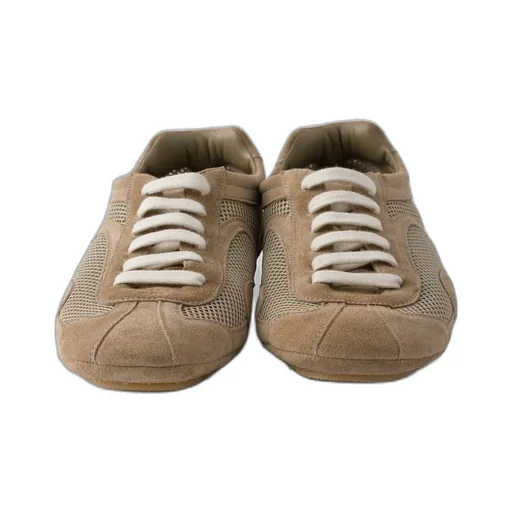 Prada Mesh-Panelled Lace-Up Sneakers