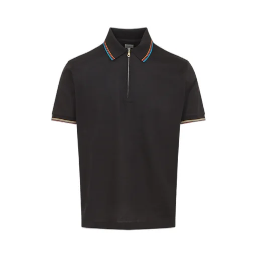 Paul Smith Zip-Neck Stripe-Trim Polo Shirt