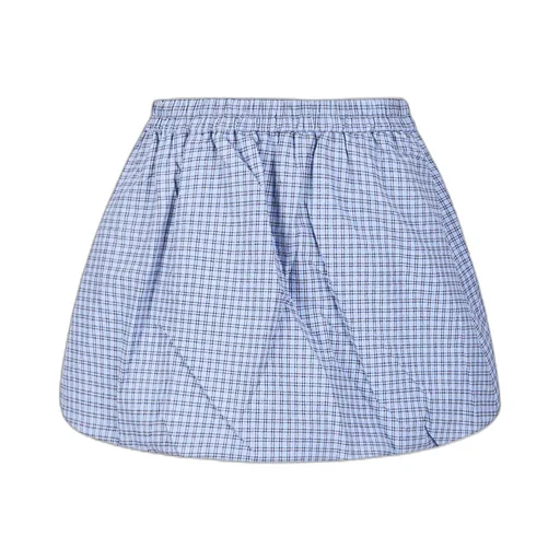 Elastic Plaid Midi Skirt
