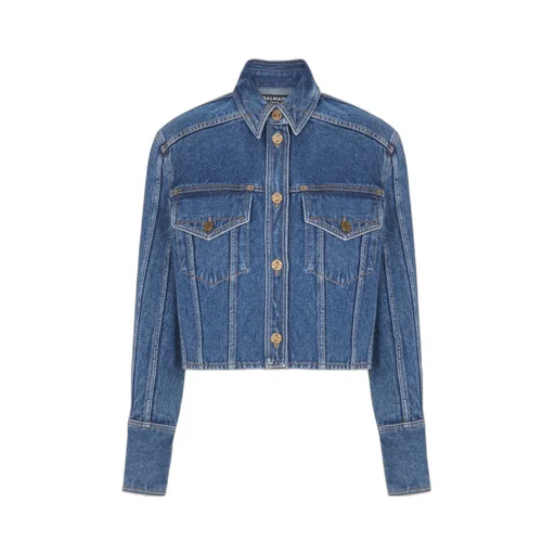 Balmain Cropped Faded Denim Jacket