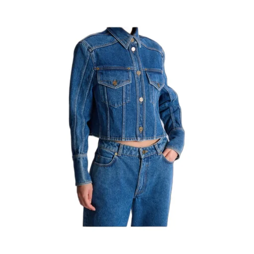 Balmain Cropped Faded Denim Jacket