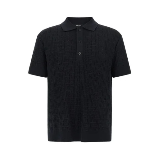 Balmain Monogram Knit Polo Shirt