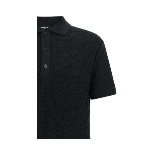 Balmain Monogram Knit Polo Shirt