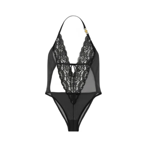 Versace Embroidered Lace-Trim Bodysuit