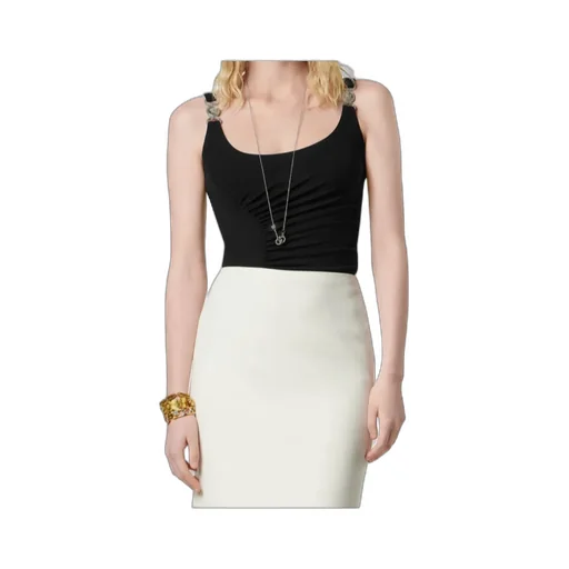 Versace Stretch Crpe Jersey Draped Bodysuit