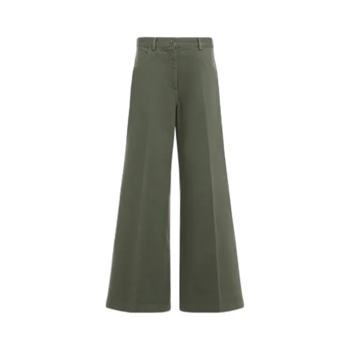 Aspesi High-Waist Wide-Leg Cotton Pants