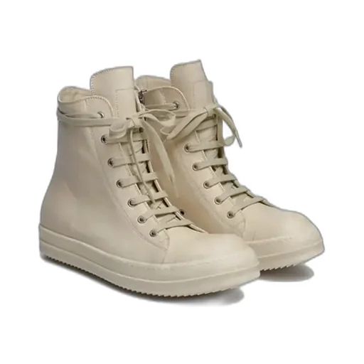 Rick Owens Round Toe High-Top Sneakers
