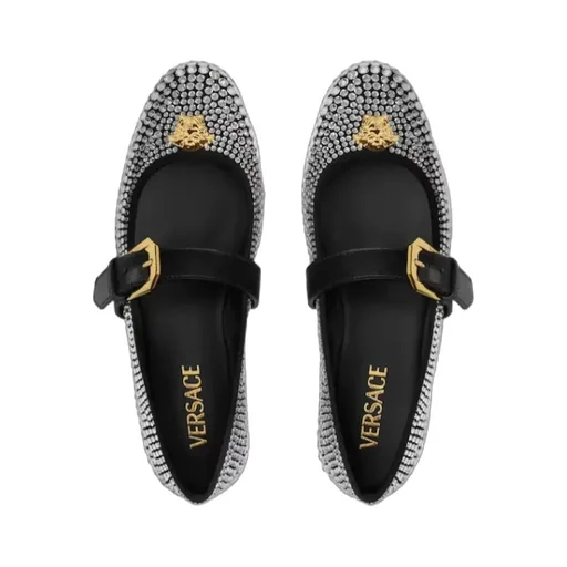 Versace Embellished Ballet Flats