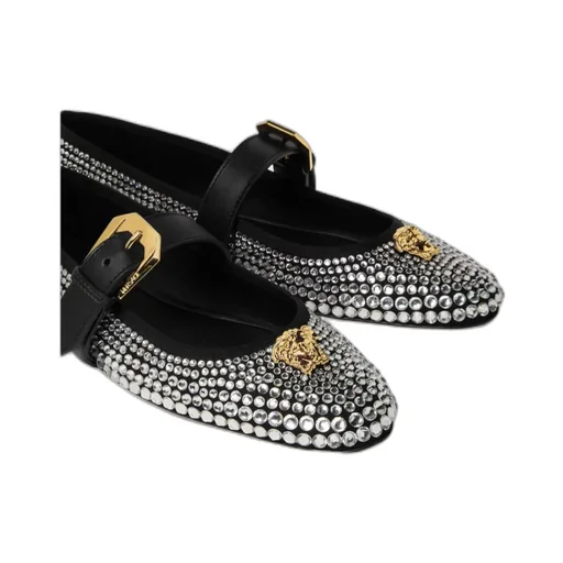 Versace Embellished Ballet Flats
