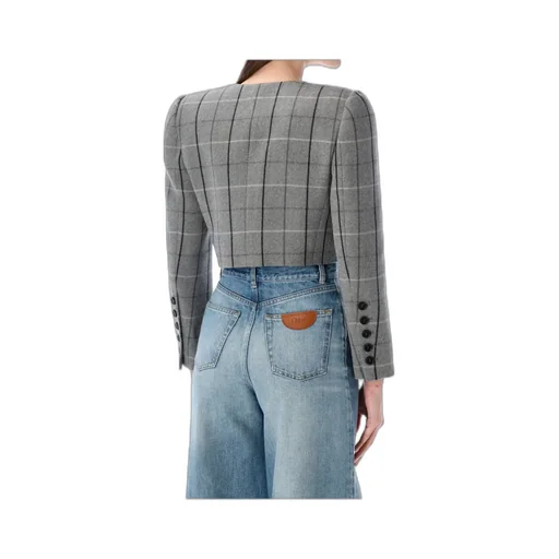 Chlo Cropped Checked Jacket