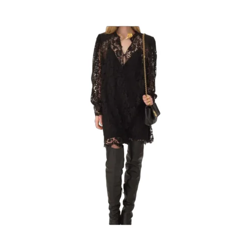 Floral-Lace High-Neck Dress