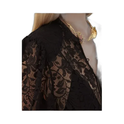 Floral-Lace High-Neck Dress
