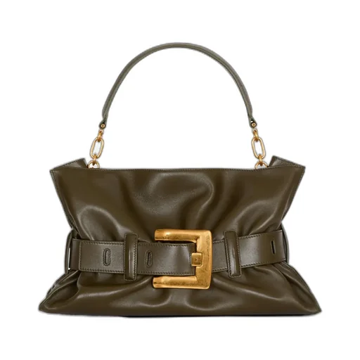 Balmain Anthem Buckled Medium Shoulder Bag