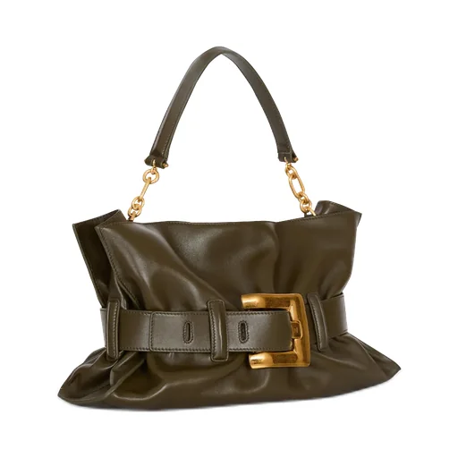 Balmain Anthem Buckled Medium Shoulder Bag