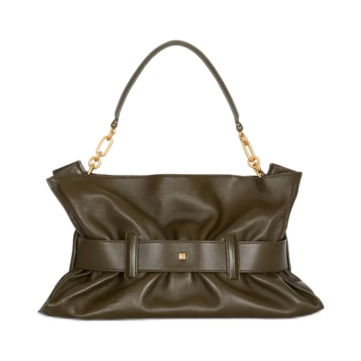 Balmain Anthem Buckled Medium Shoulder Bag