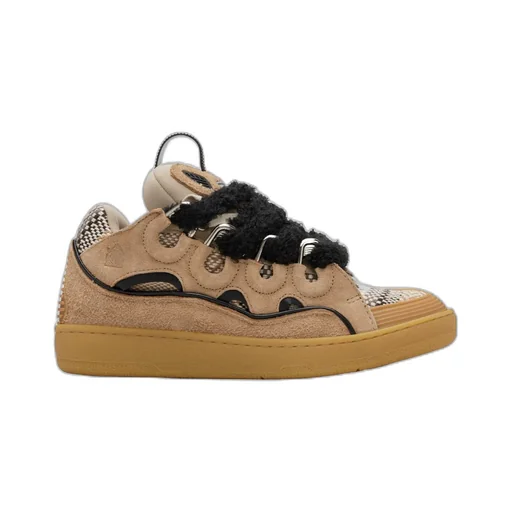 Curb Suede And Woven Sneakers