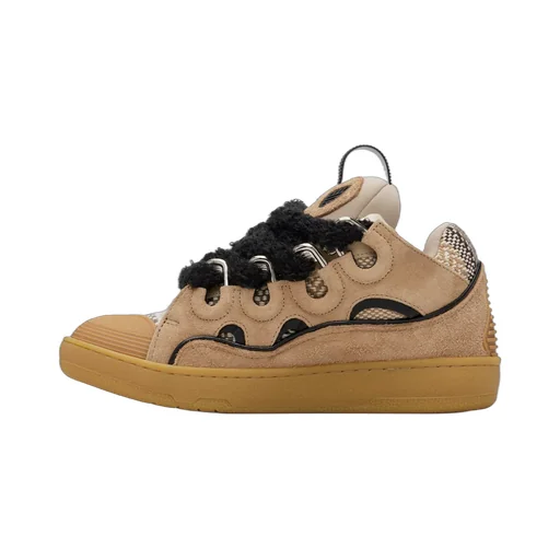 Curb Suede And Woven Sneakers