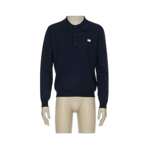 Valentino Logo Patch Long-Sleeved Polo Shirt