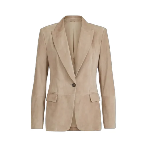 Monili-Detail Suede Blazer