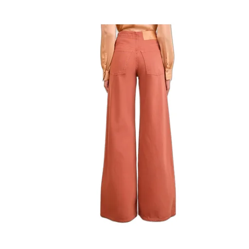 Pink High Rise Wide Leg Flare Jean
