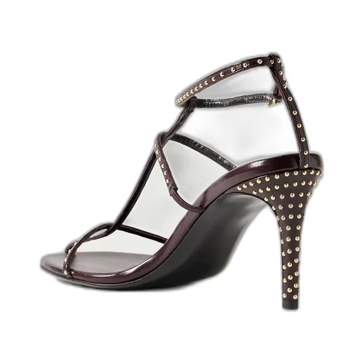 Studded High-Heeled Sandals