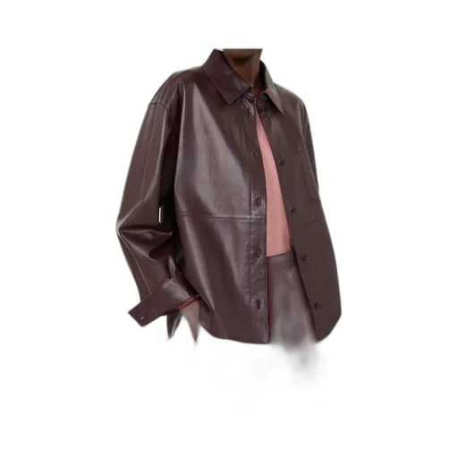 Long-Sleeved Leather Jacket