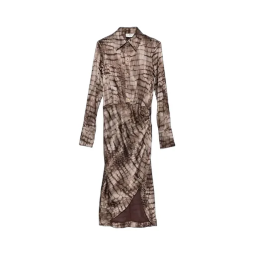 Collared Patterned Midi Dress