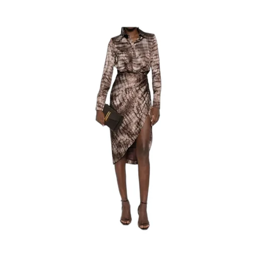 Collared Patterned Midi Dress