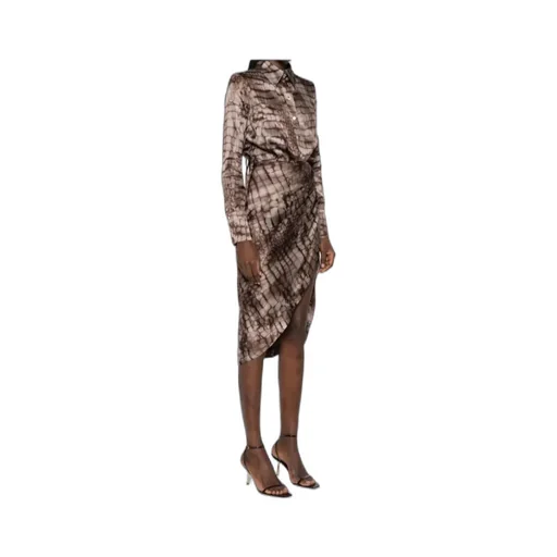 Collared Patterned Midi Dress