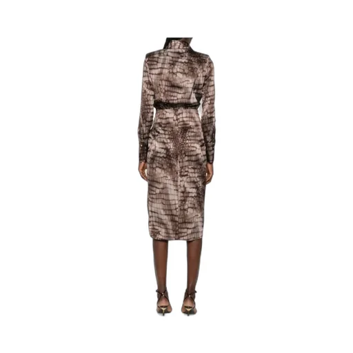 Collared Patterned Midi Dress
