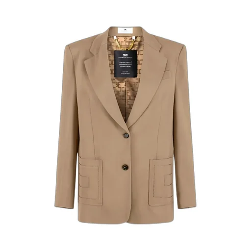Embroidered-Pocket Single-Breasted Blazer