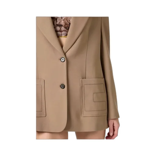 Embroidered-Pocket Single-Breasted Blazer