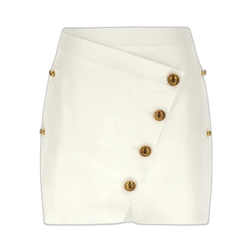 Elisabetta Franchi Button Embellished Gabardine Mini Skirt
