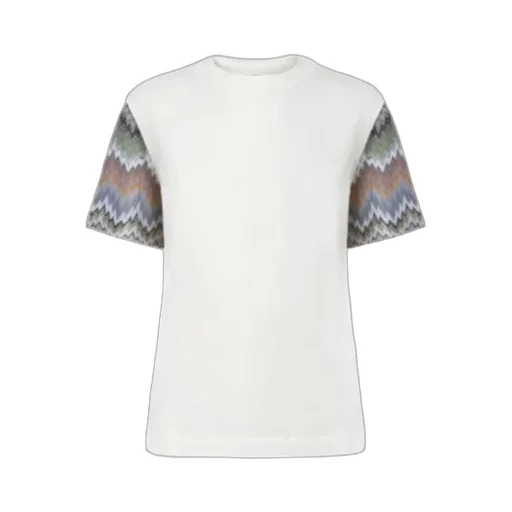 Cotton Jersey Crewneck T-Shirt With Contrast Sleeves